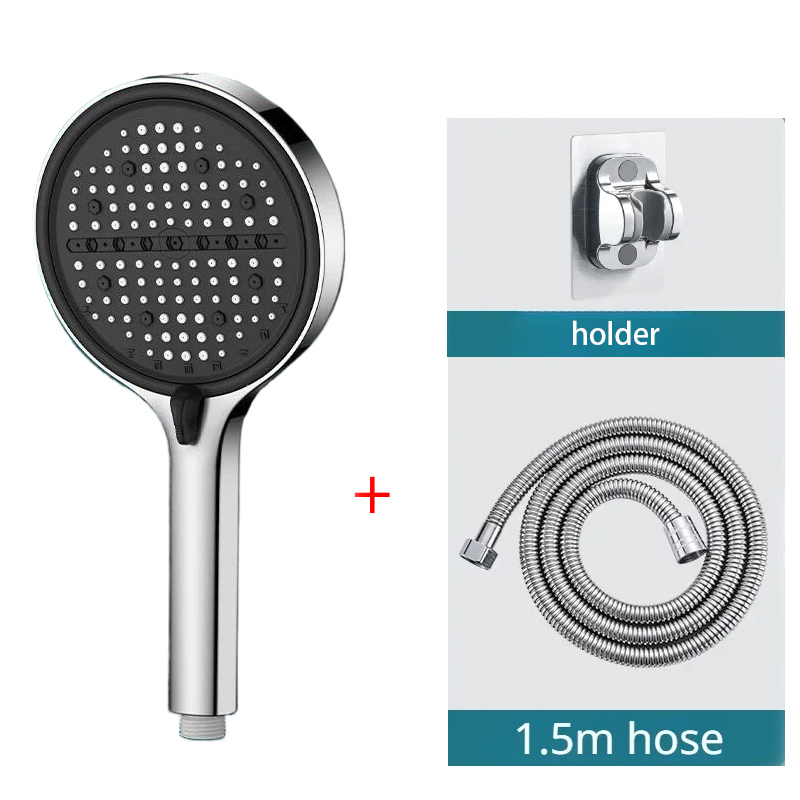 High Pressure Shower Head Handheld - 3 個のバスルームシャワーヘッドシルバー 8 ギア調整可能な高圧節水シャワー停止スイッチホースとホルダー付きバスルーム