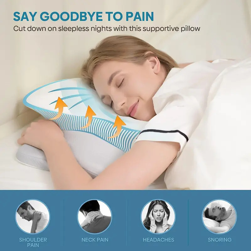 Memory Foam Orthopedic Pillow Neck Pain - 無臭整形外科枕 首と肩の痛み用 メモリーフォームネックピロー 人間工学に基づいた睡眠用頸椎枕