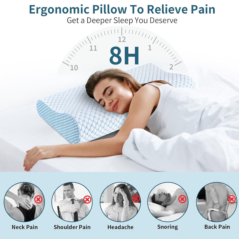 Anti Snore Contour Pillow - 低反発枕 60*40*12CM 整形外科用メモリーフォーム 首痛緩和フォーム枕 いびき防止 ホテル