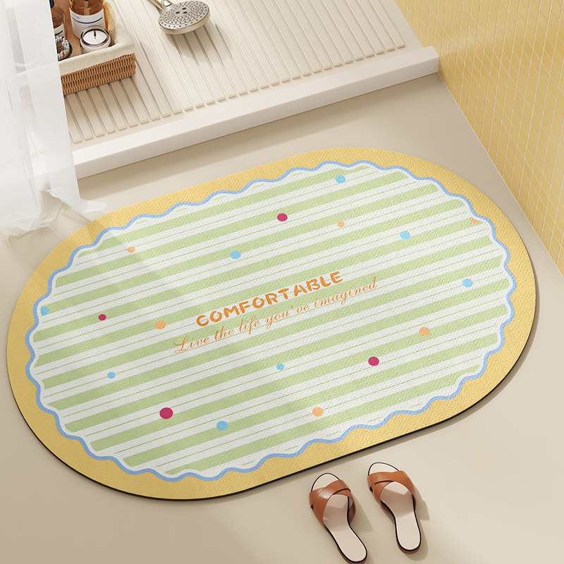 VIKAMA オーバル珪藻土バスマット、滑り止め吸水速乾フロ - Quick Dry Diatomite Bath Mat のレビューと価格