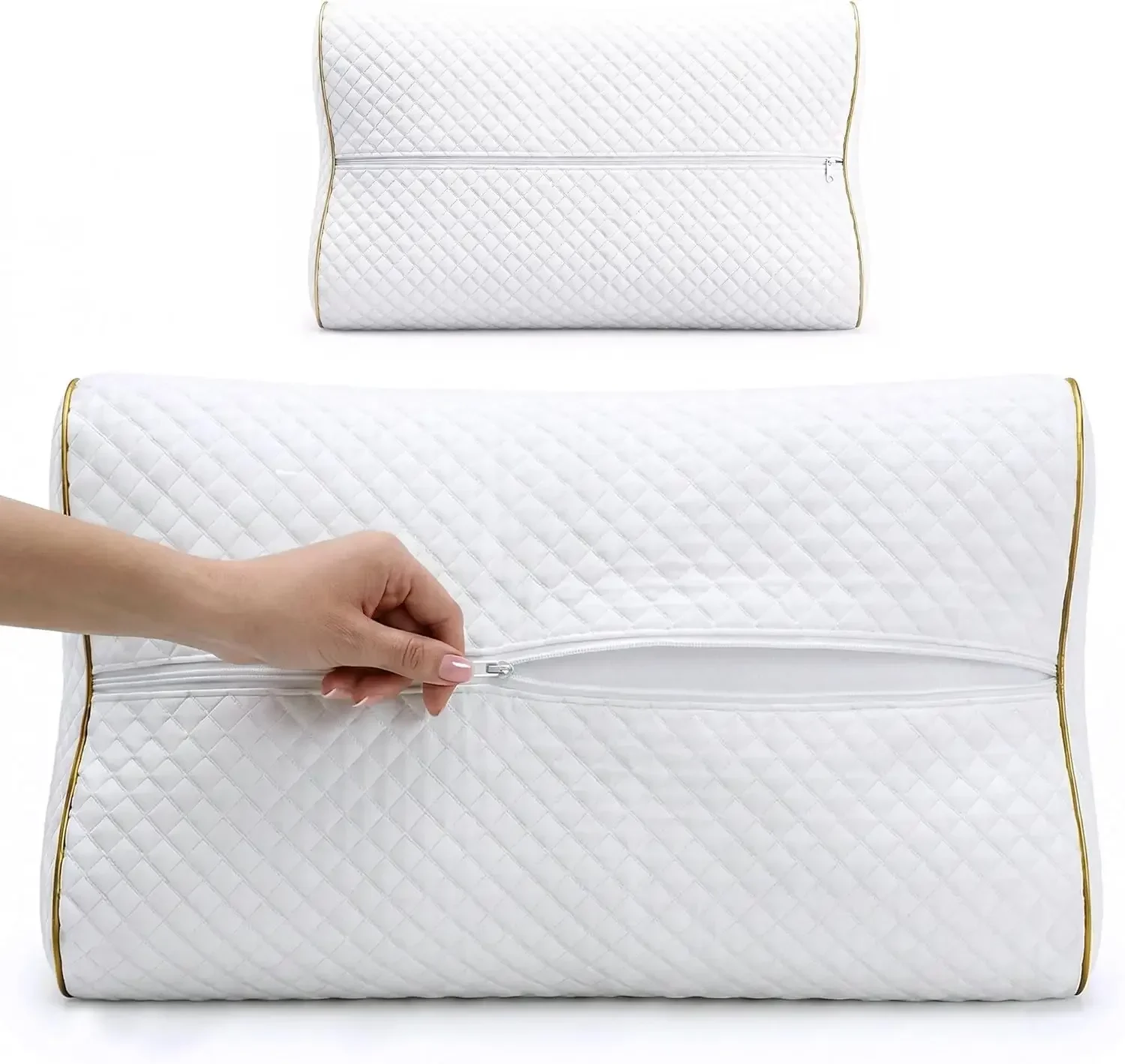 2個セット クイーンサイズ メモリーフォーム枕、頸椎サポート - Memory Foam Orthopedic Pillow Neck Pain のレビューと価格