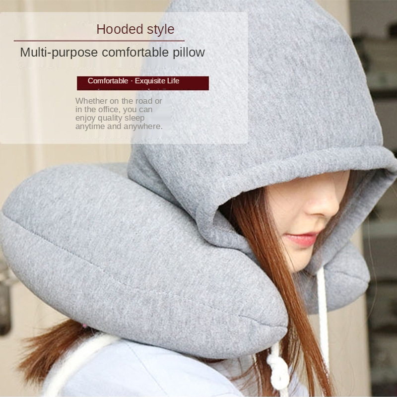 U 字型フード付き旅行ホーム枕カーシートオフィス航空機枕ネッ - Anti Snore Contour Pillow のレビューと価格