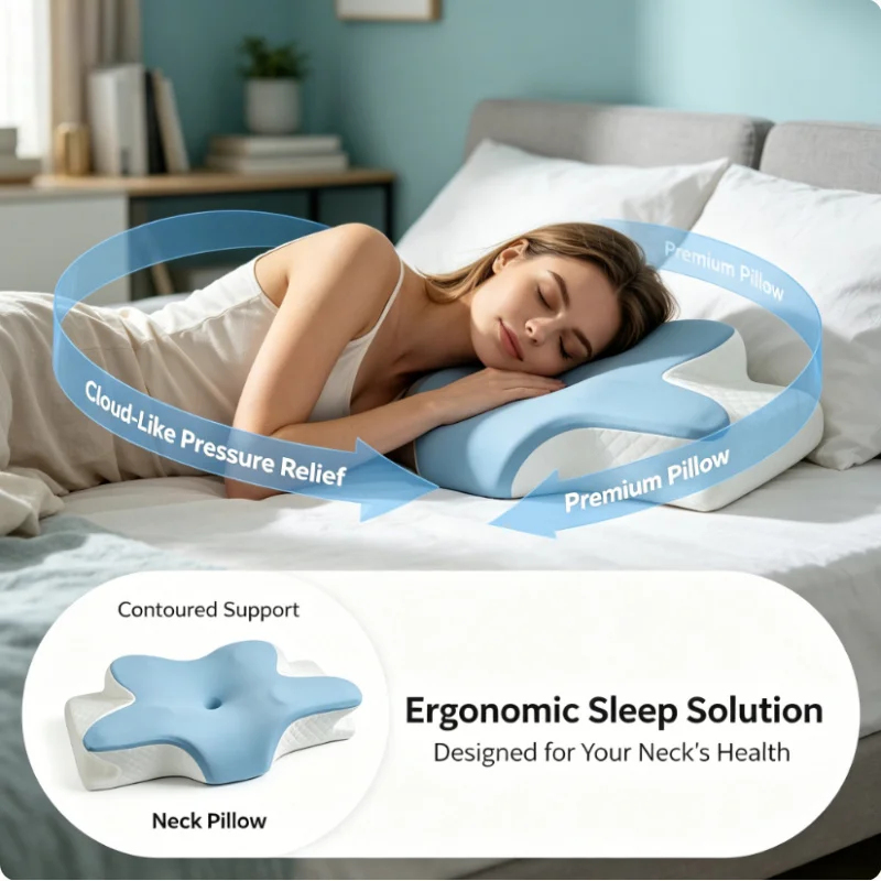 通気性冷却メモリーフォーム頸椎枕 夏用整形外科人間工学に基づ - Memory Foam Orthopedic Pillow Neck Pain のレビューと価格