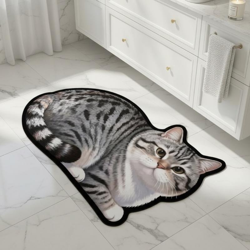 珪藻土バスマット 美しい猫柄 滑り止め 高吸水 速乾 ホーム - Quick Dry Diatomite Bath Mat のレビューと価格