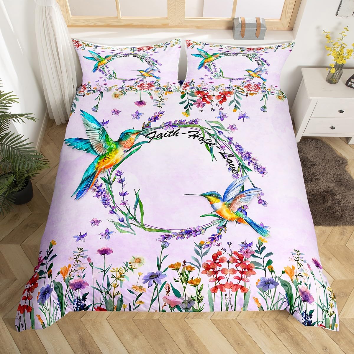 ハミングバード寝具セット高級花鳥布団カバー水彩自然花風景掛け - Aesthetic Floral Duvet Cover のレビューと価格