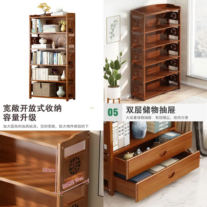 無垢材の本棚 シンプルな収納ラック 寝室 リビングルーム 学 - Storage & Organization のレビューと価格