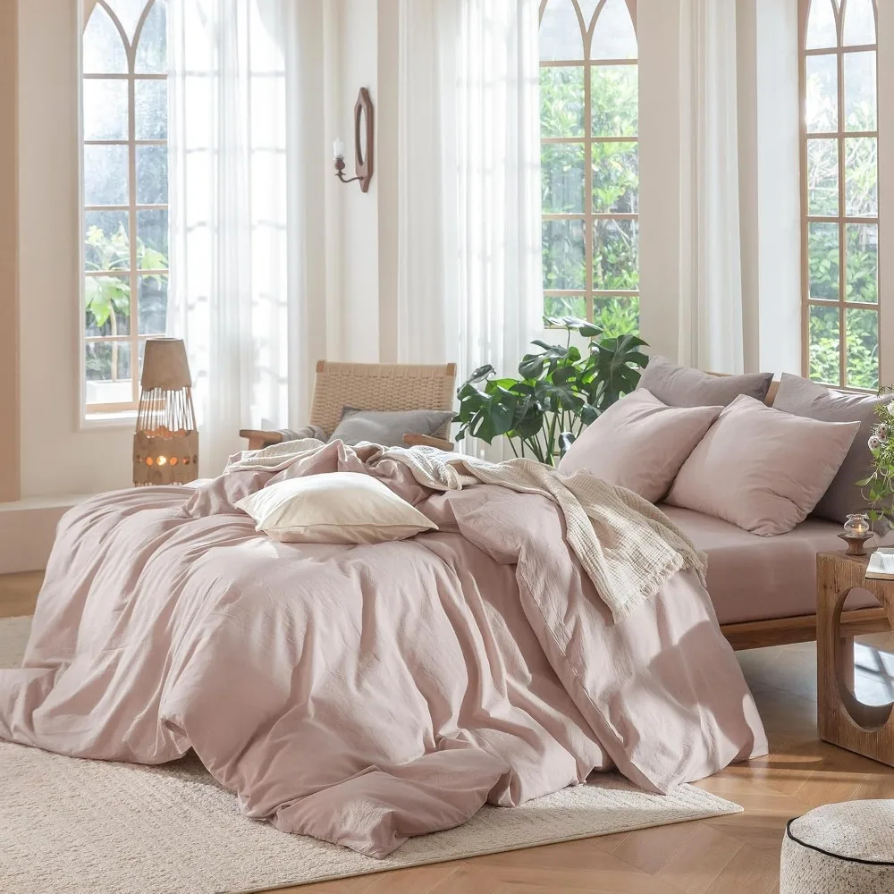 掛け布団カバーセット 100% ウォッシュドコットン クイー - Duvet Cover Sets With Zipper のレビューと価格