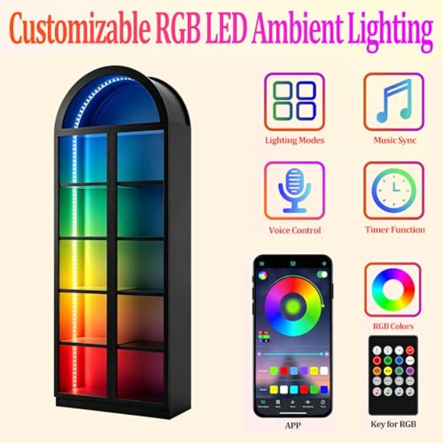 リビングルームやオフィス用のアーチ型ディスプレイキャビネット - Lighting のレビューと価格