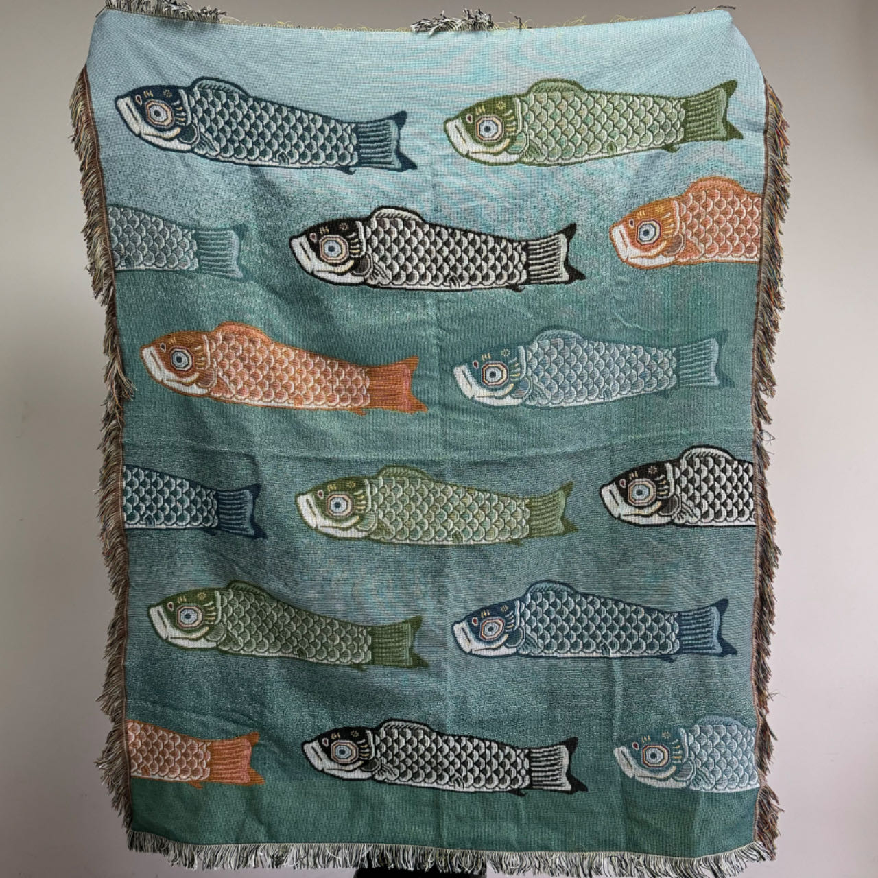 鯉のジャカード織りスローブランケット、ボヘミアンオーシャンテ - Boho Throw Blanket Fringe のレビューと価格