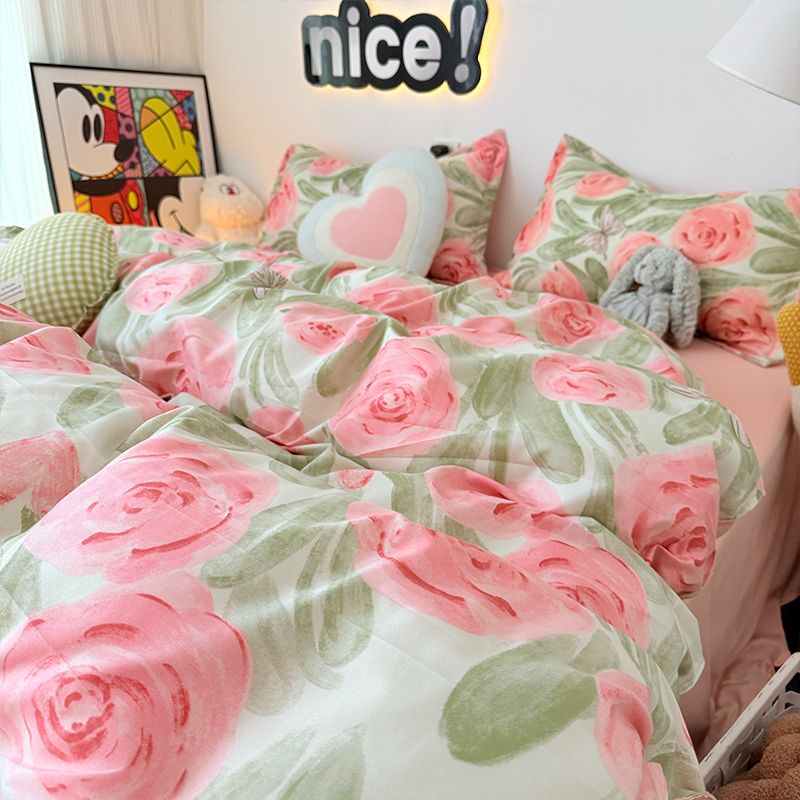 ピンクローズ布団カバーセットジッパーファッションガールズ 3 - Duvet Cover Sets With Zipper のレビューと価格
