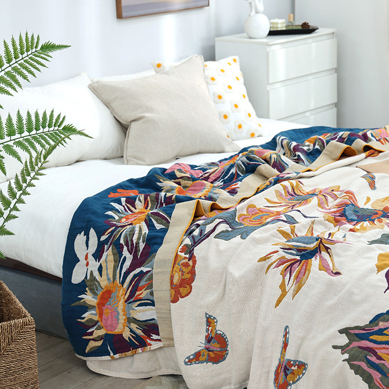 シフォンガーゼ付きのシンプルなコットンブランケット,シングル - Muslin Cotton Bedspread のレビューと価格