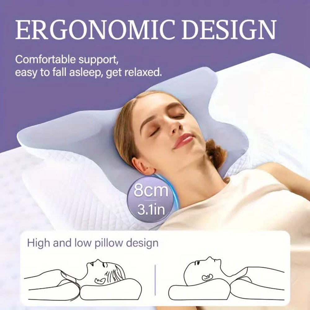 低反発枕蝶形リラックス頚椎低反発ネックピロー鎮痛睡眠整形外科 - Anti Snore Contour Pillow のレビューと価格