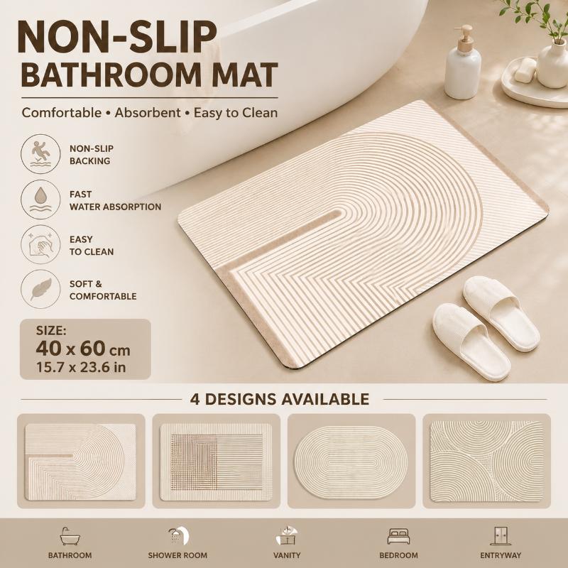 珪藻土バスマット 速乾 吸水性 ベージュ ストライプ柄 滑り - Quick Dry Diatomite Bath Mat のレビューと価格